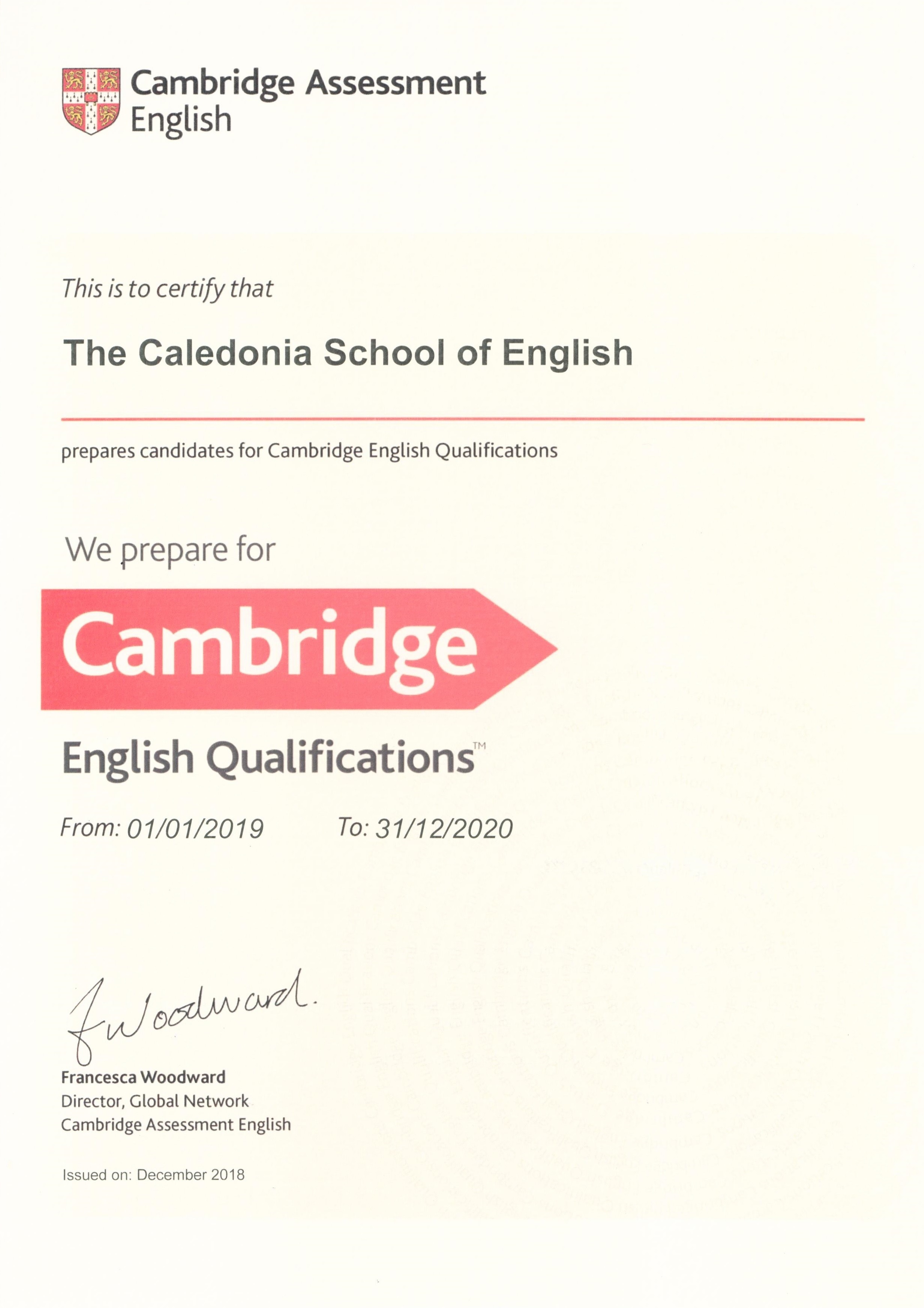 CAMBRIDGE ENGLISH Language Assessment Exam Preparation Centre 2019 y 2020